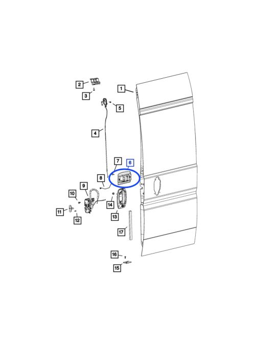 Mopar Door Handle - Right Rear Inside