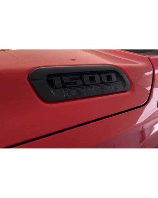 Mopar Emblem Blacked Out Hood Badge Left Side 1500 HEMI 5.7L