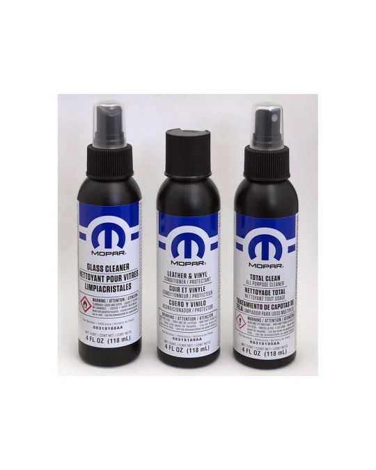 Mopar Car Care Kit With Glass Cleaner / Leather & Vinyl Conditioner & Protectant / Total Clean