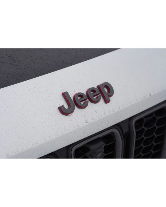 Mopar Hood Emblem "Jeep" Trailhawk Dark Gray With Red Outline