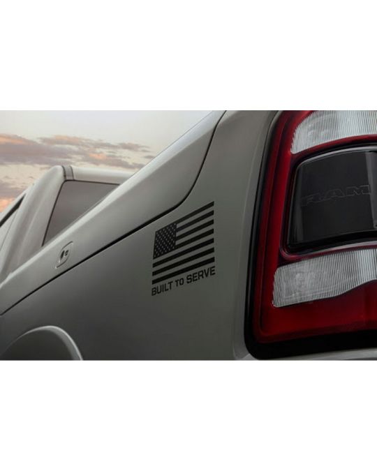 Mopar Bedside Graphics - American Flag / Built To Serve Edition - Left Side