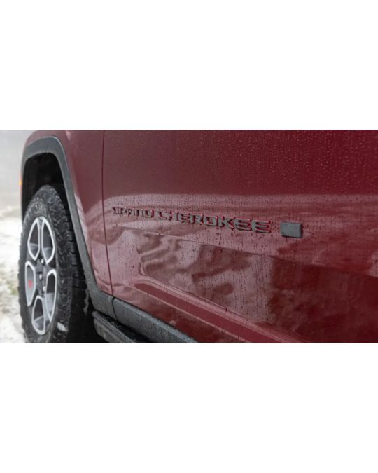 Mopar American Flag Door Emblem Trailhawk Dark Gray With Red Outline Left Side