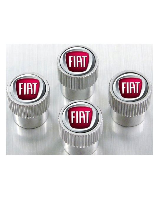 Mopar Valve Stem Caps Kit Of Four Polished Chrome Silver With Fiat Logo