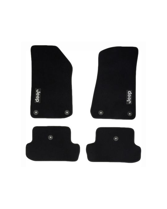 Mopar Carpet Mats 2 Door Kit Of Four Mats Black With Light Tungsten Jeep Logo