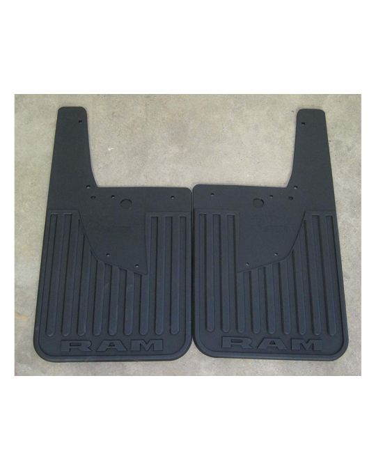 Mopar Flat Splash Guards Black With RAM Logo Rear Pair For Vehicles With Fender Flares
