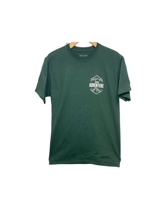 Jeep Short Sleeve T-Shirt Adventure With Jeep Grille Size Small Green