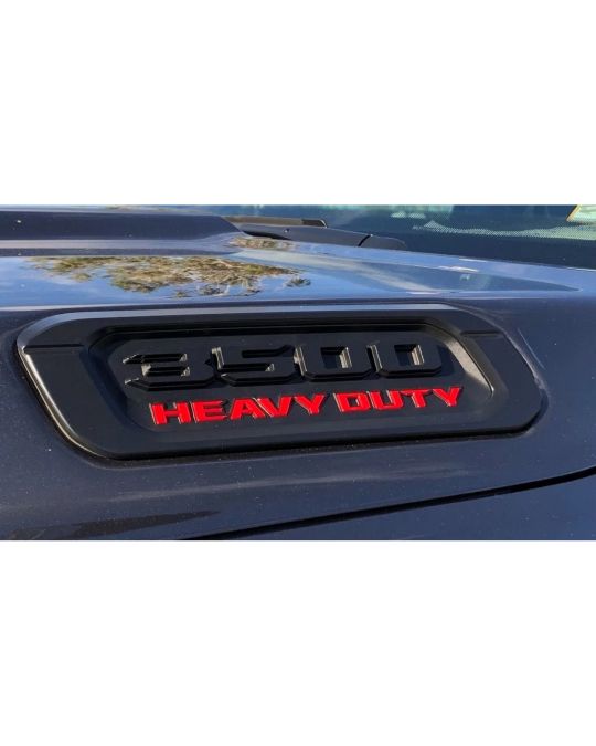 Mopar Emblem Hood Vent 3500 Heavy Duty Matte Black Red Driver Side