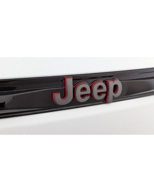 Mopar Trailhawk Rear Jeep Emblem Dark Gray With Red Outline