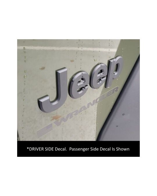 Mopar Decal Wrangler With American Flag Low Gloss Black For Driver Side