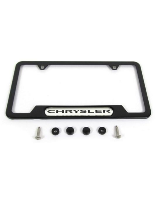 Mopar License Plate Frame Black W/ Chrysler Logo