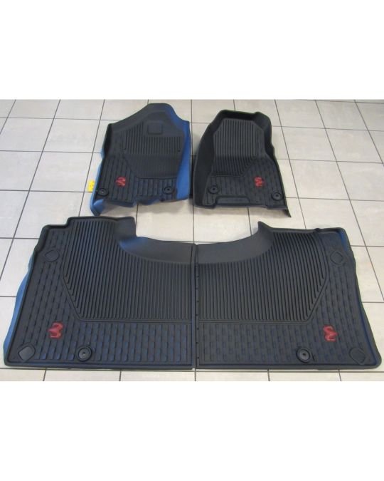 Mopar All-Weather Slush Mats Crew Cab Rebel Black With Red Rams Head