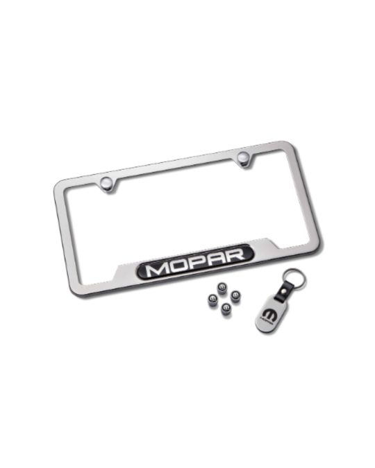 Mopar License Plate Frame Gift Set - Mopar Logo Silver
