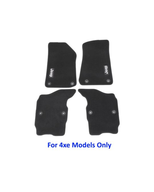 Mopar Carpet Mats Four Door Kit Of Three Mats Black With Light Tungsten Jeep Logo For 4xe PHEV