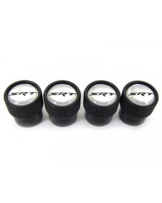 Mopar Wheel Valve Stem Caps Kit Of Four Black With SRT Logo
