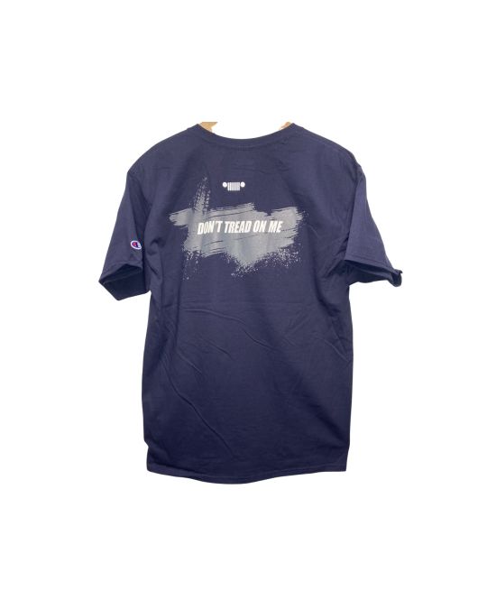 Jeep Short Sleeve T-Shirt Don't Tread On Me With Jeep Grille Skull Size Small Blue