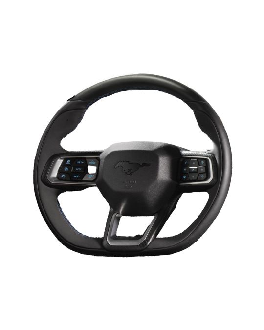 Ford Performance Dark Horse Steering Wheel Upgrade For GT And EcoBoost Models Leather / Suede / Indigo Blue Stitching / Shifter Paddles